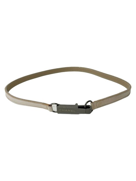 Chanel Belt Beige Silver Leather